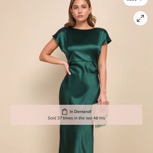Lulu's Emerald Satin Maxi Dress